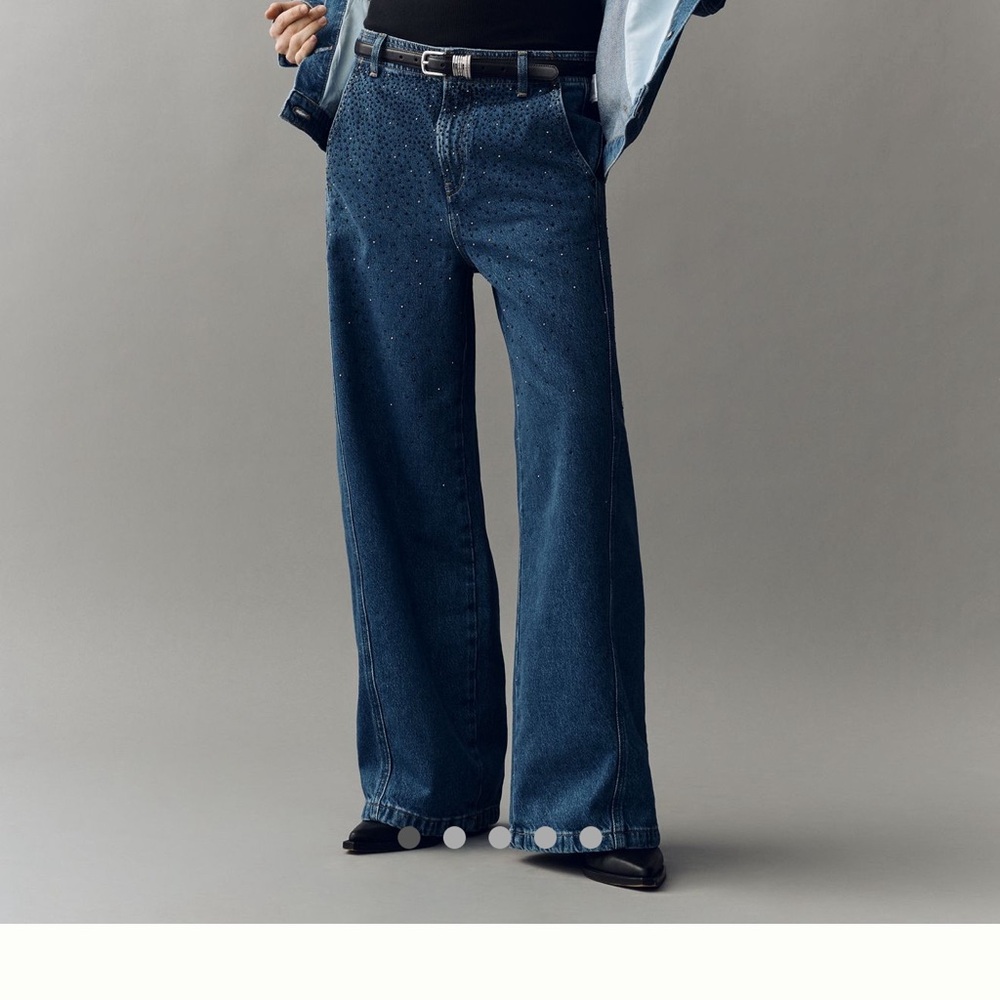 Pilcro Embellished Blue Flare Jeans,NWT, size 30 - Picture 3 of 4